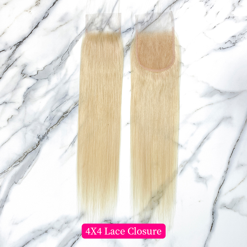 10″ – 20″ #613 Color Straight Human Hair 4*4 Lace Closure