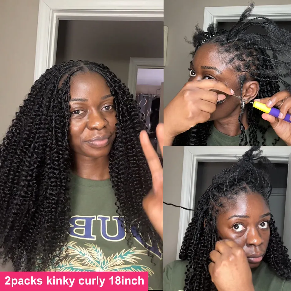 14″ – 24″ Natural Color Kinky Curly Human Hair Crochet Hair