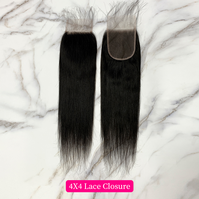 10″ – 20″ Natural Black Color Straight Human Hair 4*4 Lace Closure