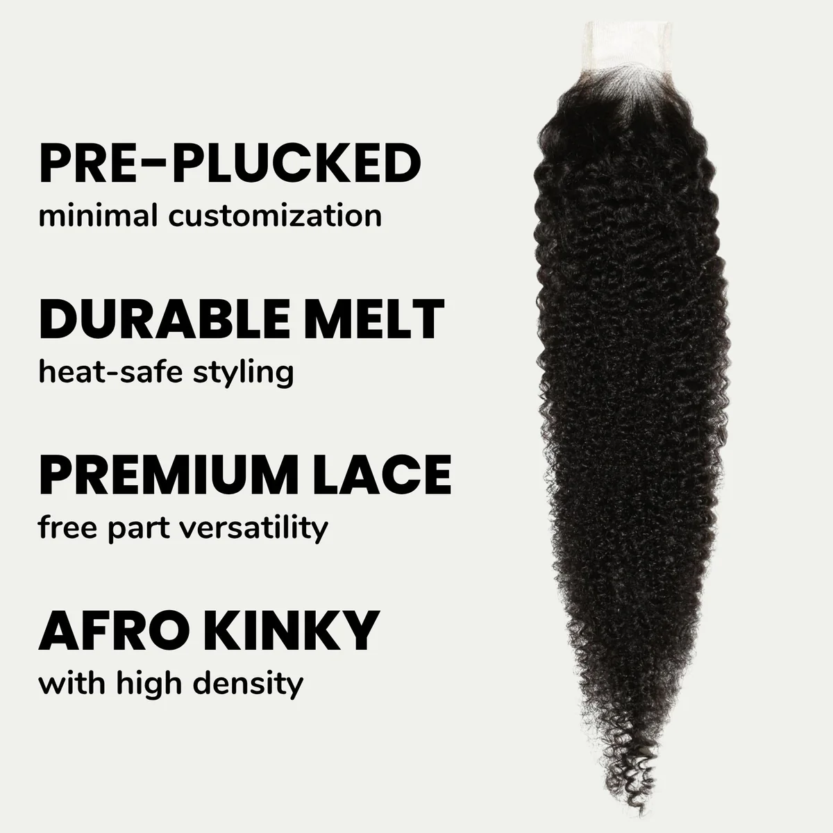 10″ – 20″ Natural Black Color Afro Kinky Curly Human Hair 2*6 Lace Closure
