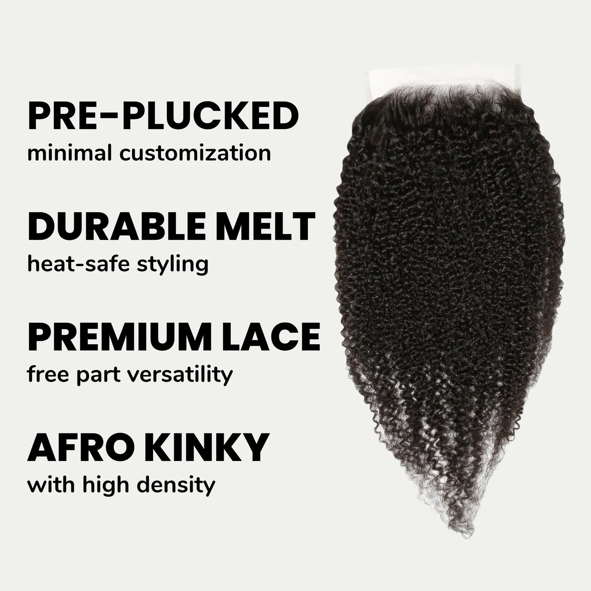 10″ – 20″ Natural Black Color Afro Kinky Curly Human Hair 6*6 Lace Closure