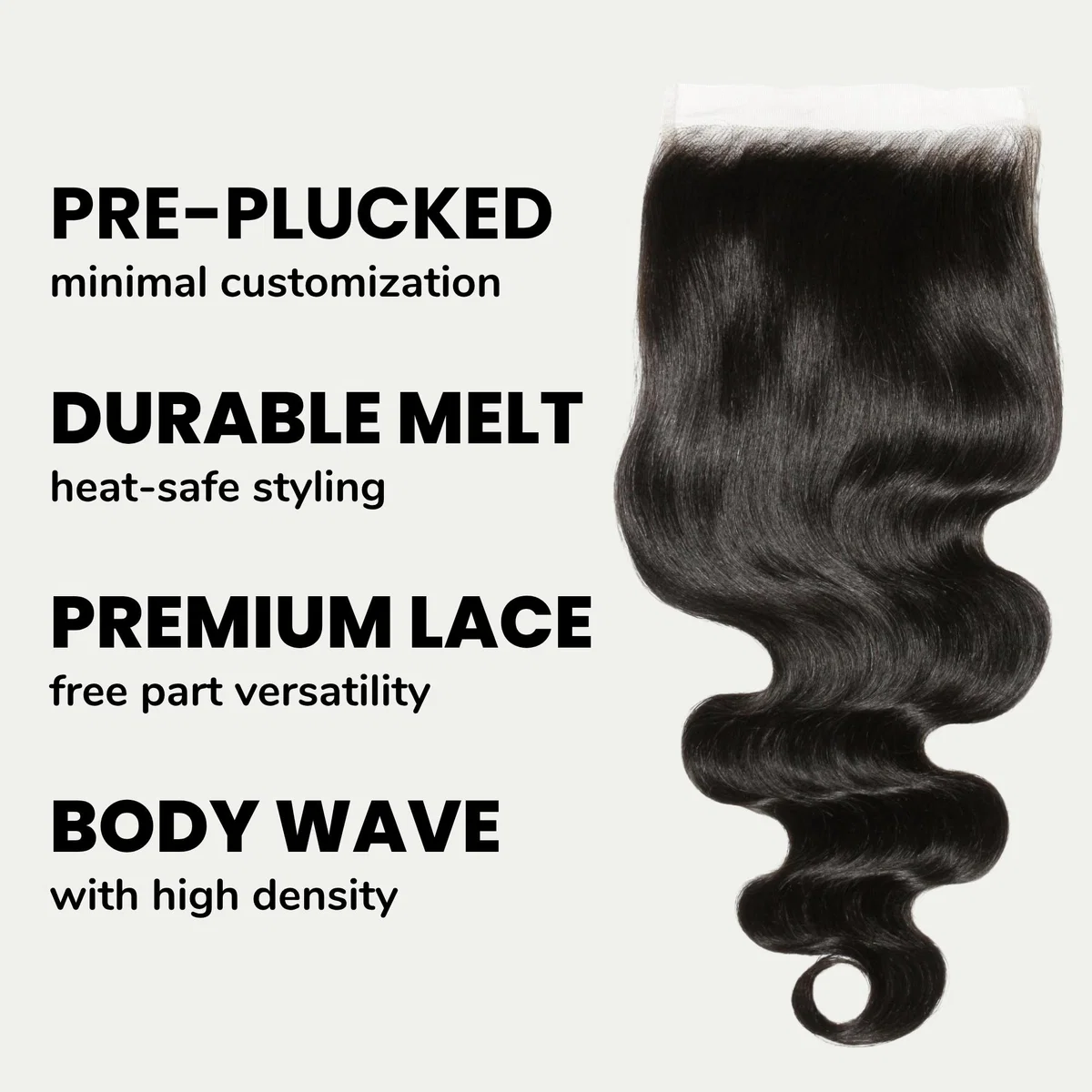 10″ – 20″ Natural Black Color Body Wave Human Hair 6*6 Lace Closure