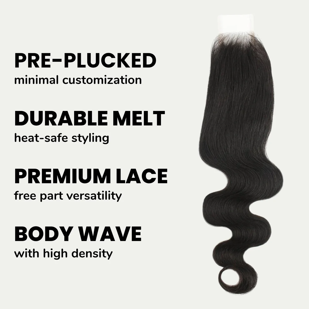 10″ – 20″ Natural Black Color Body Wave Human Hair 2*6 Lace Closure