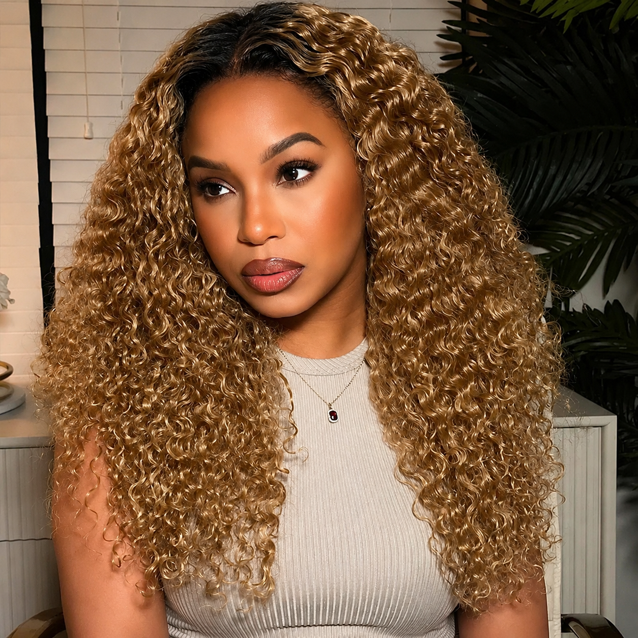 14″ – 24″ #1B/27 Burmese Curly Human Hair Crochet Hair
