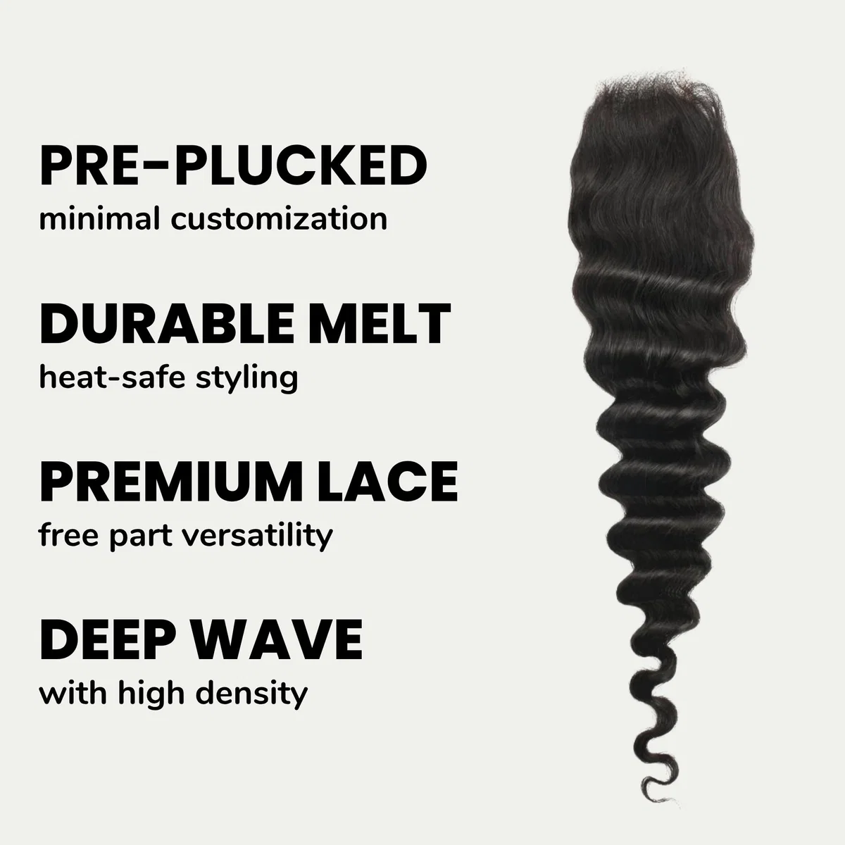 10″ – 20″ Natural Black Color Deep Wave Human Hair 2*6 Lace Closure