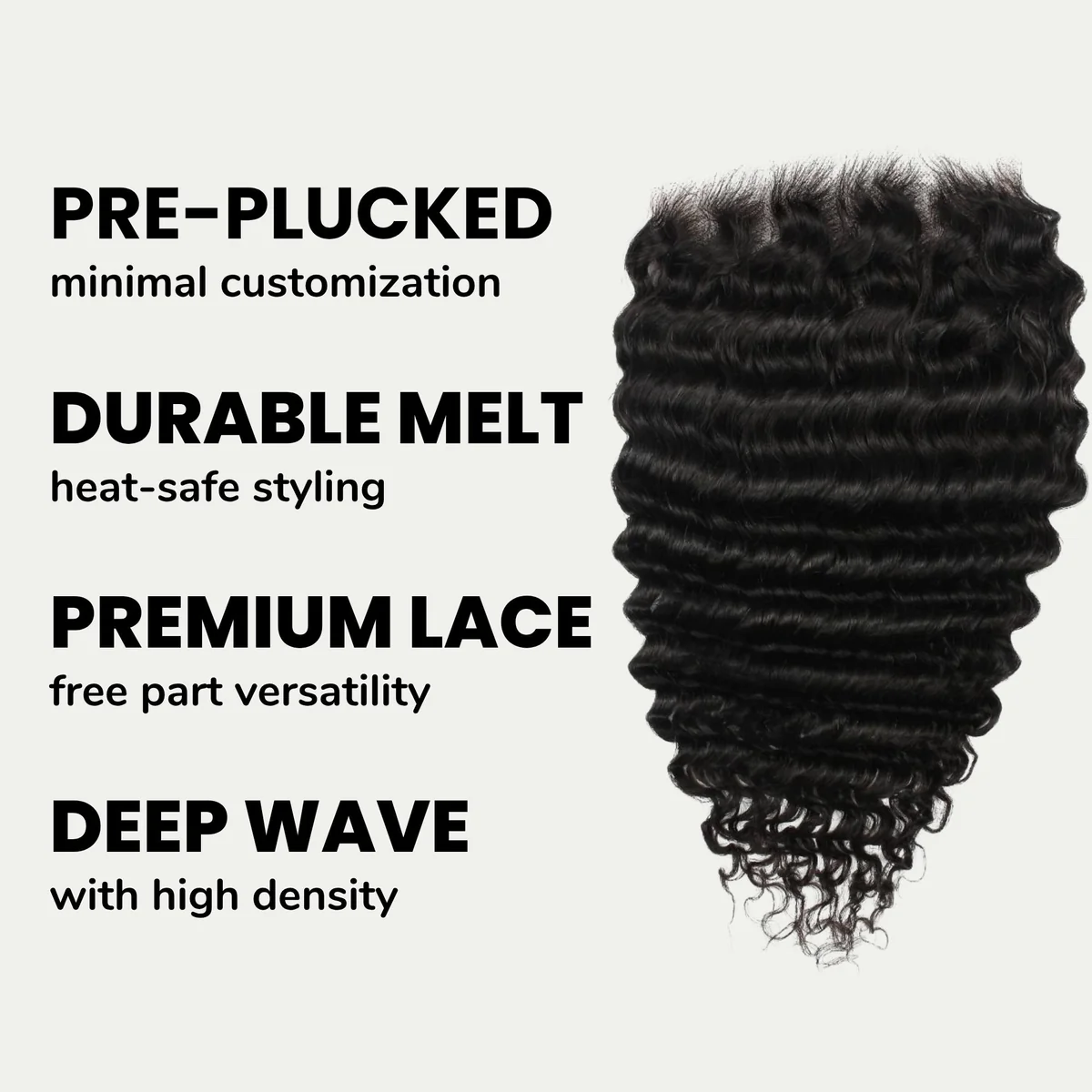 10″ – 20″ Natural Black Color Deep Wave Human Hair 6*6 Lace Closure