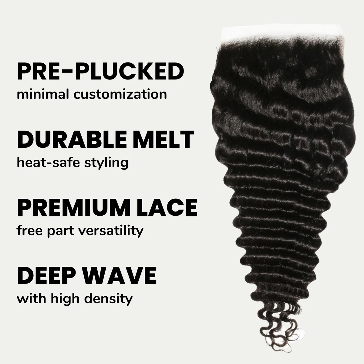 10″ – 20″ Natural Black Color Deep Wave Human Hair 7*7 Lace Closure