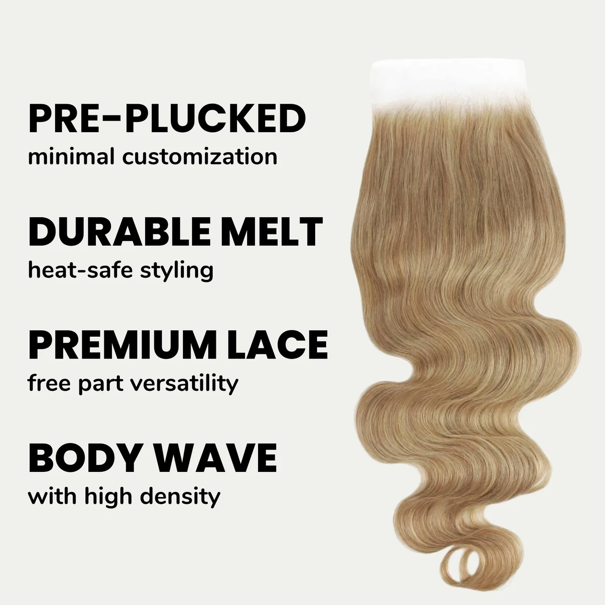 10″ – 20″ Honey Blonde Color Body Wave Human Hair 5*5 Lace Closure