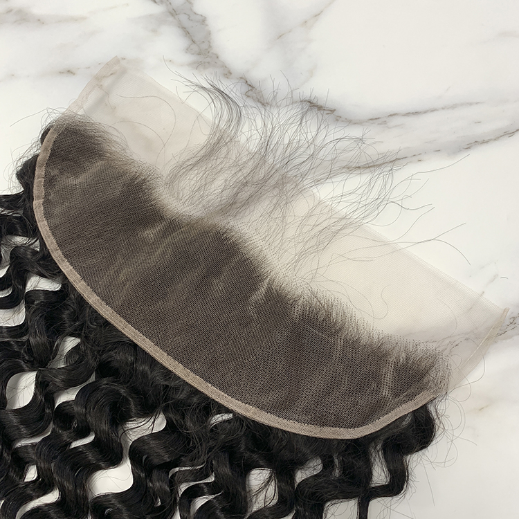 10″ – 20″ Natural Black Color Water Wave Human Hair 13*4 Lace Frontal with Pre Plucked Natural Hairline