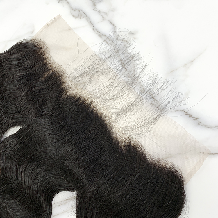 10″ – 20″ Natural Black Color Body Wave Human Hair 13*4 Lace Frontal with Pre Plucked Natural Hairline