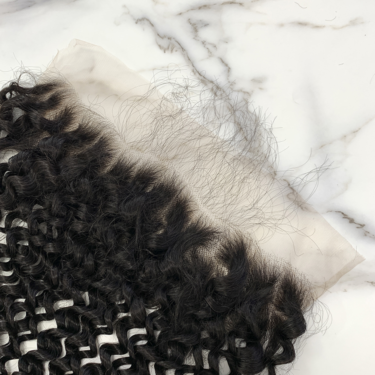 10″ – 20″ Natural Black Color Deep Curly Human Hair 13*4 Lace Frontal with Pre Plucked Natural Hairline