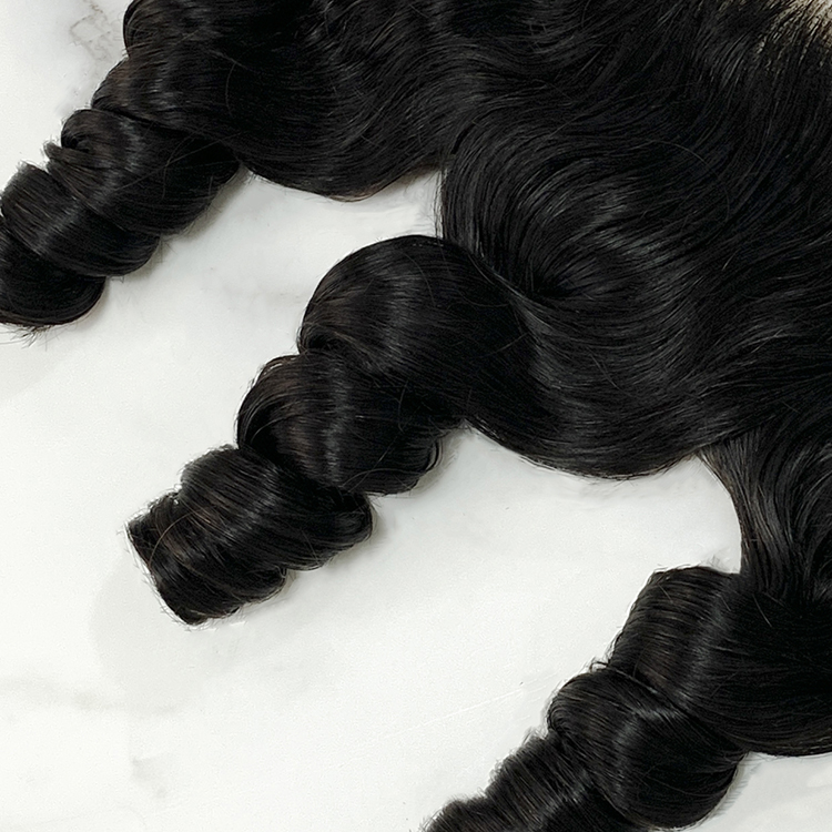 10″ – 20″ Natural Black Color Loose Wave Human Hair 13*4 Lace Frontal with Pre Plucked Natural Hairline