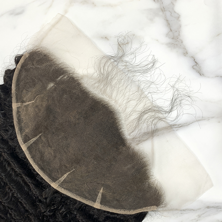 10″ – 20″ Natural Black Color Deep Wave Human Hair 13*6 Lace Frontal with Pre Plucked Natural Hairline