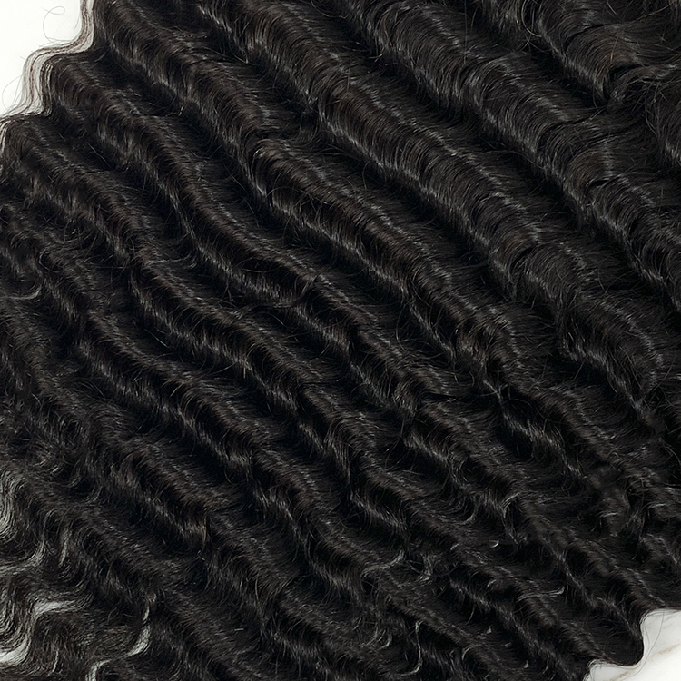 10″ – 20″ Natural Black Color Deep Wave Human Hair 13*6 Lace Frontal with Pre Plucked Natural Hairline