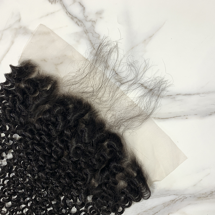 10″ – 20″ Natural Black Color Deep Curly Human Hair 13*6 Lace Frontal with Pre Plucked Natural Hairline