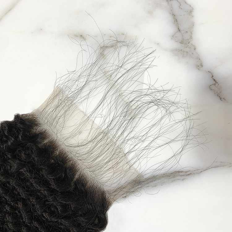 10″ – 20″ Natural Black Color Kinky Curly Human Hair 5*5 Lace Closure