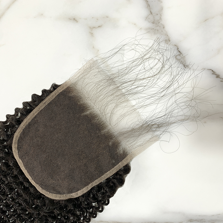 10″ – 20″ Natural Black Color Kinky Curly Human Hair 5*5 Lace Closure