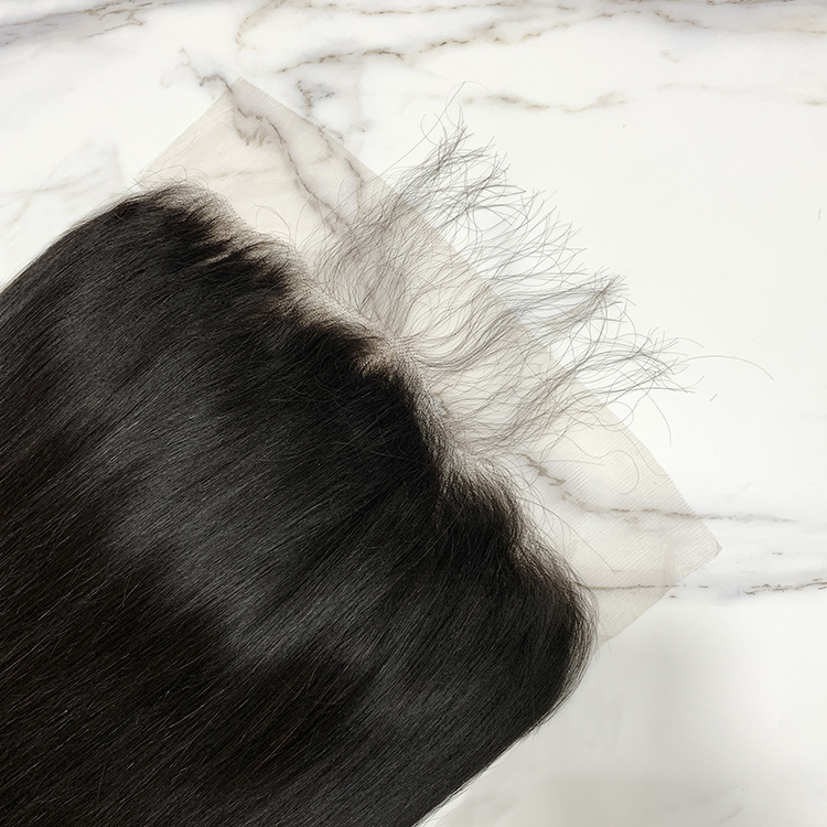 10″ – 20″ #1 Color Straight Human Hair 13*6 Lace Frontal with Pre Plucked Natural Hairline