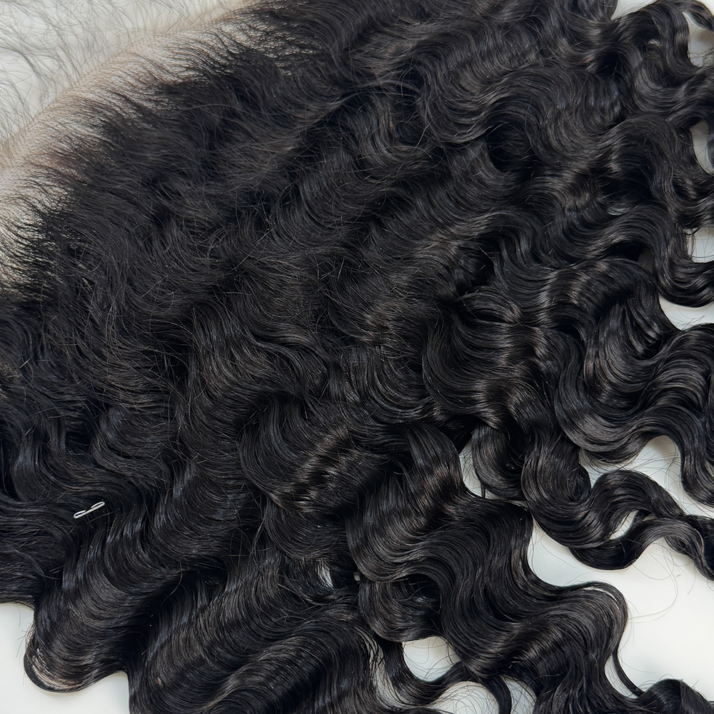10″ – 20″ Natural Black Color Burmese Wave Human Hair 13*6 Lace Frontal with Pre Plucked Natural Hairline