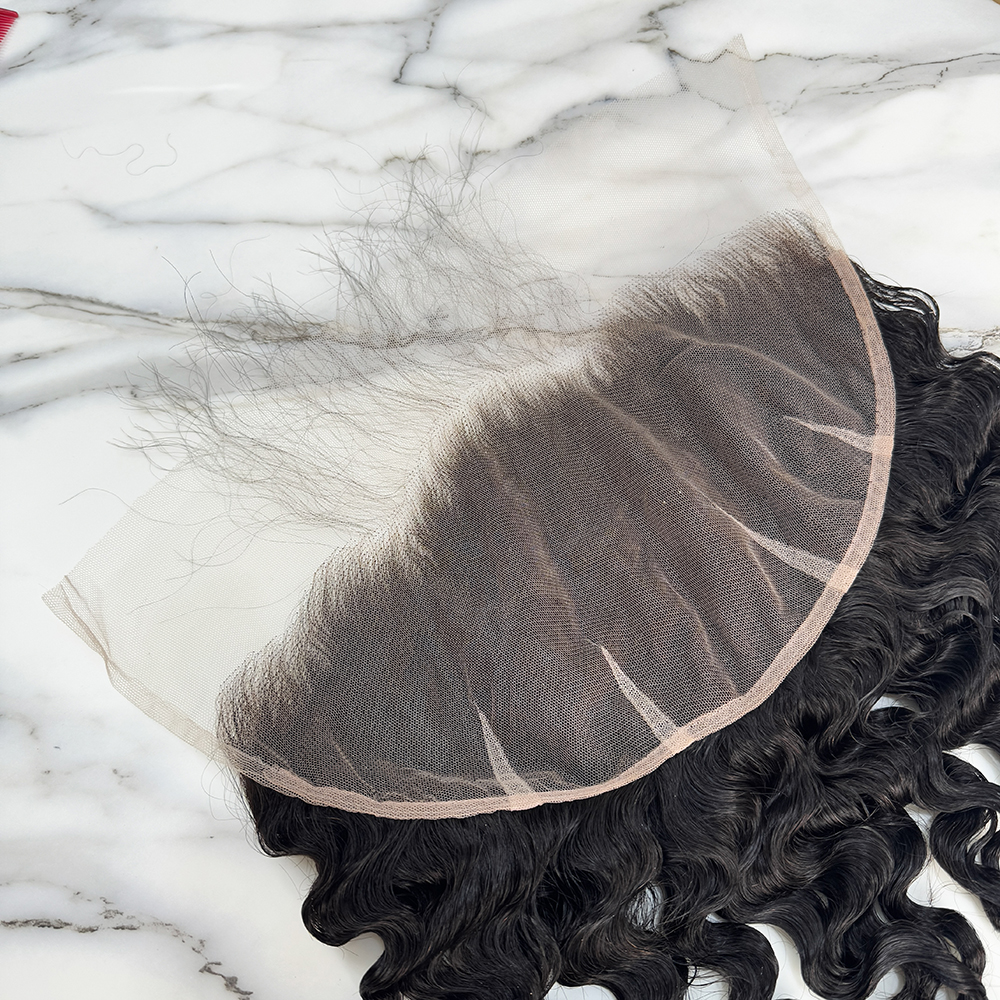 10″ – 20″ Natural Black Color Burmese Wave Human Hair 13*6 Lace Frontal with Pre Plucked Natural Hairline