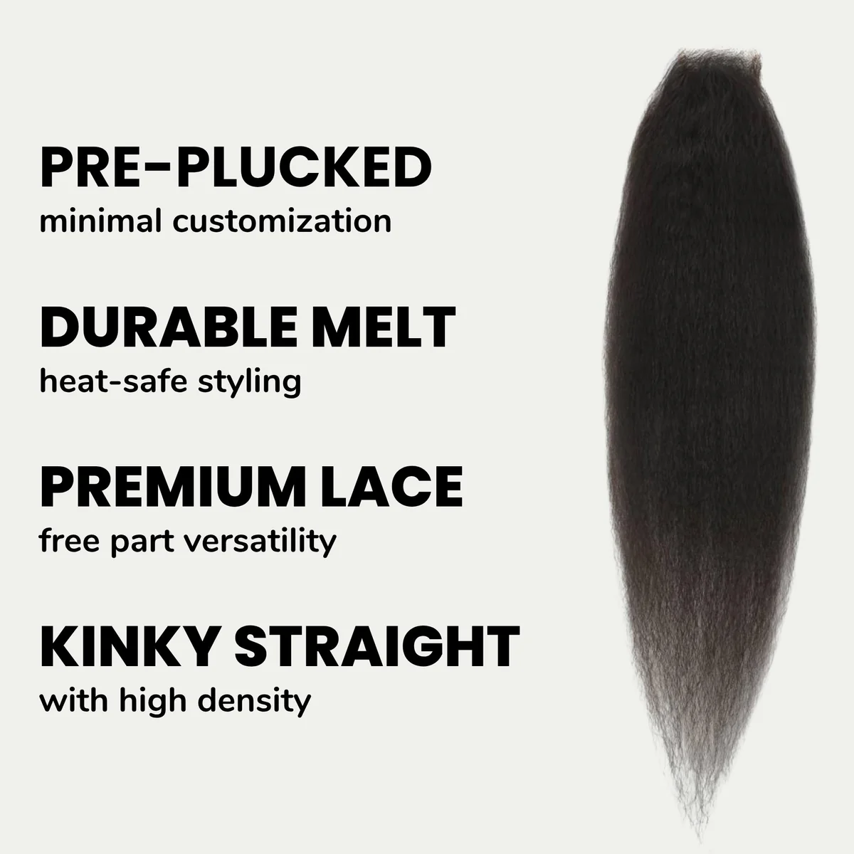 10″ – 20″ Natural Black Color Kinky Straight Human Hair 2*6 Lace Closure