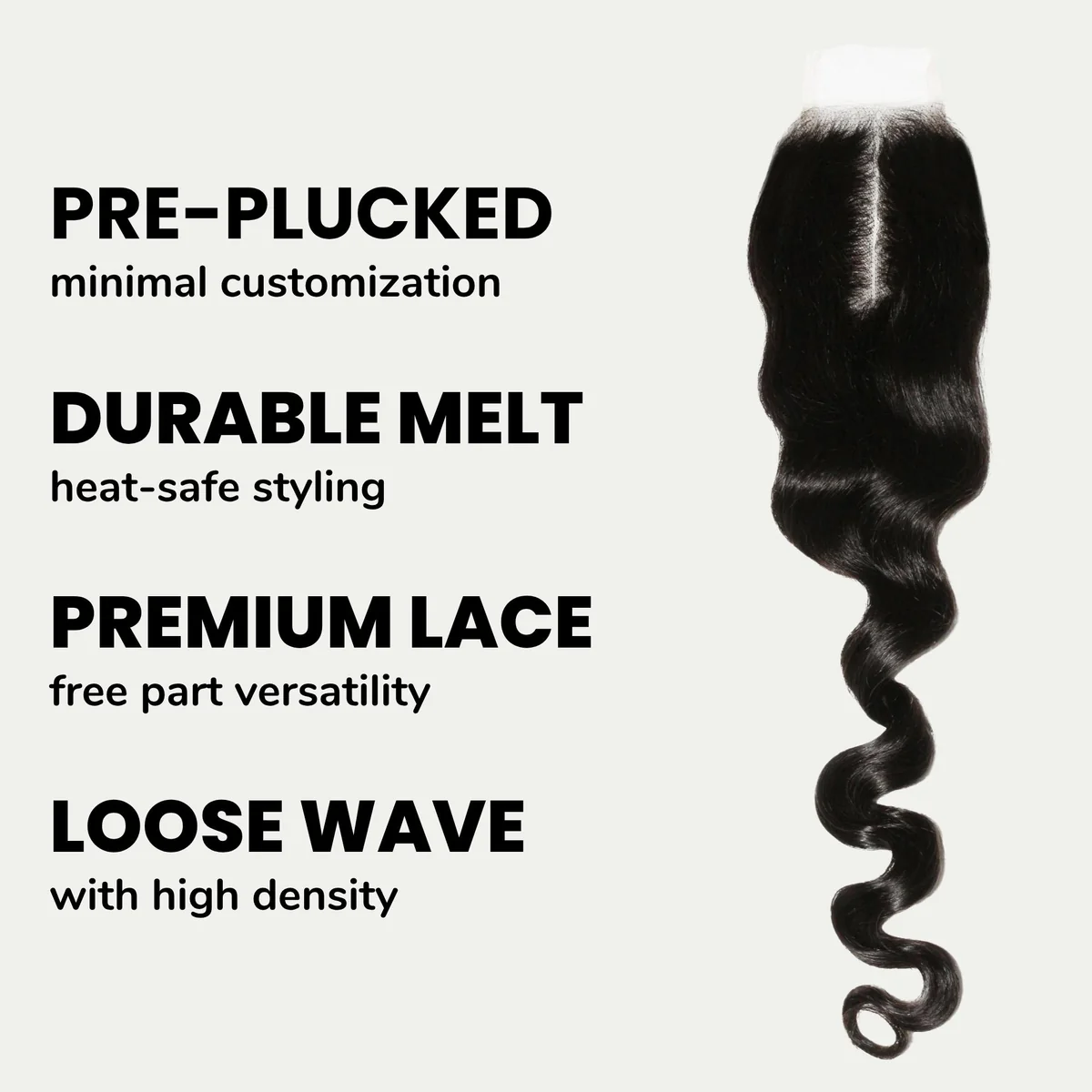 10″ – 20″ Natural Black Color Loose Wave Human Hair 2*6 Lace Closure