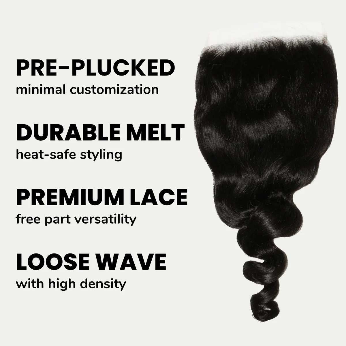 10″ – 20″ Natural Black Color Loose Wave Human Hair 7*7 Lace Closure