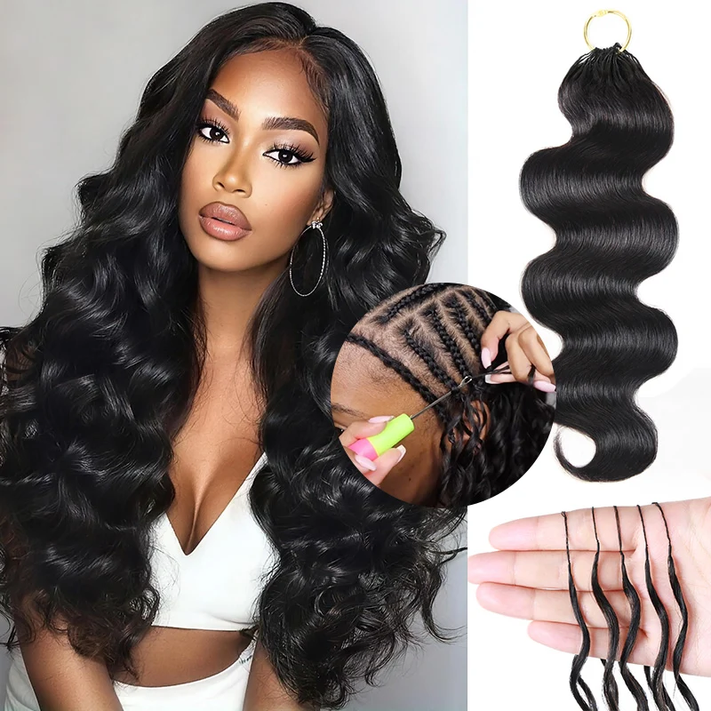 14″ – 24″ Natural Color Body Wave Human Hair Crochet Hair