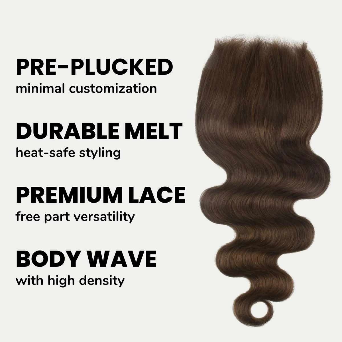 10″ – 20″ Medium Brown Color Body Wave Human Hair 5*5 Lace Closure