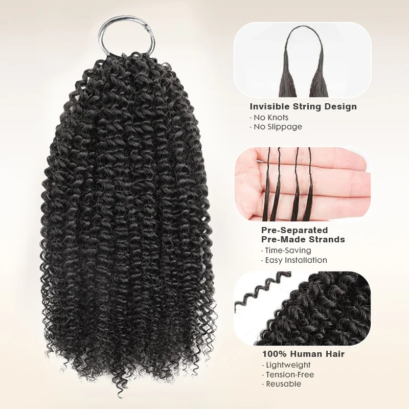14″ – 24″ Natural Color Jerry Curly Human Hair Crochet Hair