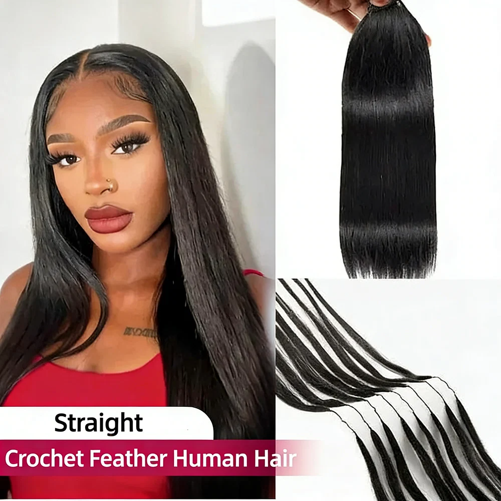 14″ – 24″ Natural Color Straight Human Hair Crochet Hair