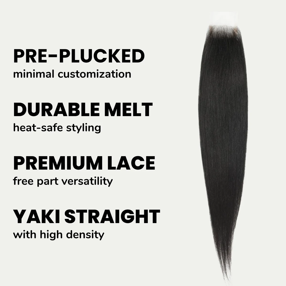10″ – 20″ Natural Black Color Yaki Straight Human Hair 2*6 Lace Closure