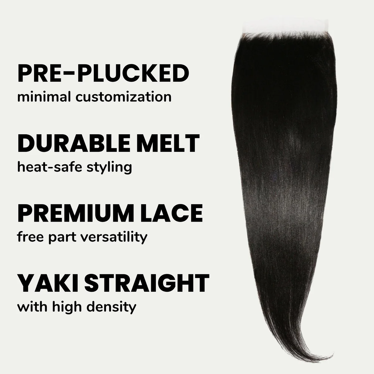 10″ – 20″ Natural Black Color Yaki Straight Human Hair 6*6 Lace Closure