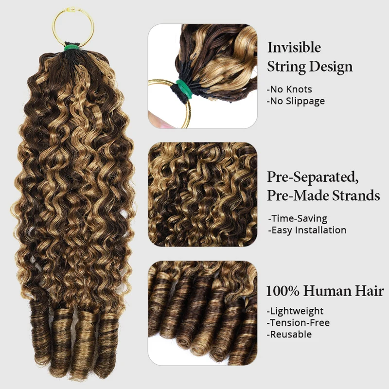 14″ – 24″ #4/27 Burmese Curly Human Hair Crochet Hair