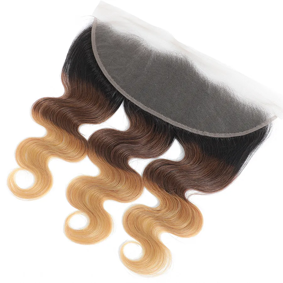 10″ – 20″ #1B/4/27 Color Body Wave Human Hair 13*4 Lace Frontal with Pre Plucked Natural Hairline