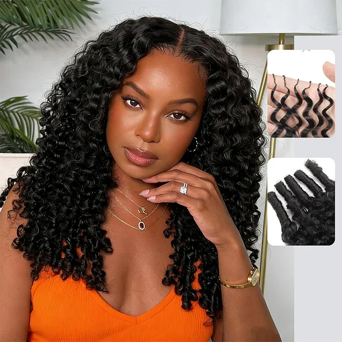 14″ – 24″ Natural Color Burmese Curly Human Hair Crochet Hair