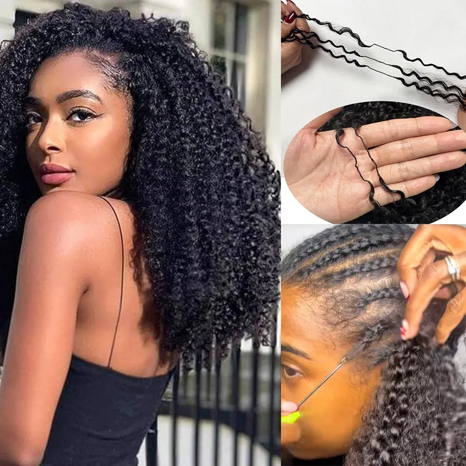 14″ – 24″ Natural Color Kinky Curly Human Hair Crochet Hair