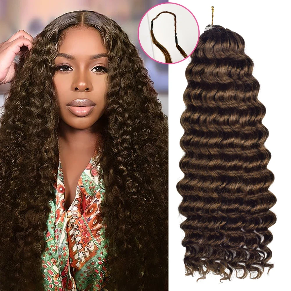 14″ – 24″ #4 Deep Wave Human Hair Crochet Hair