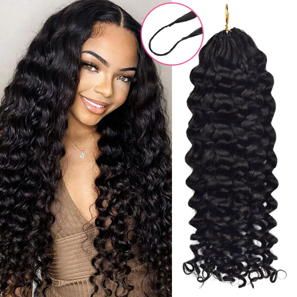 14″ – 24″ Natural Color Deep Curly Human Hair Crochet Hair