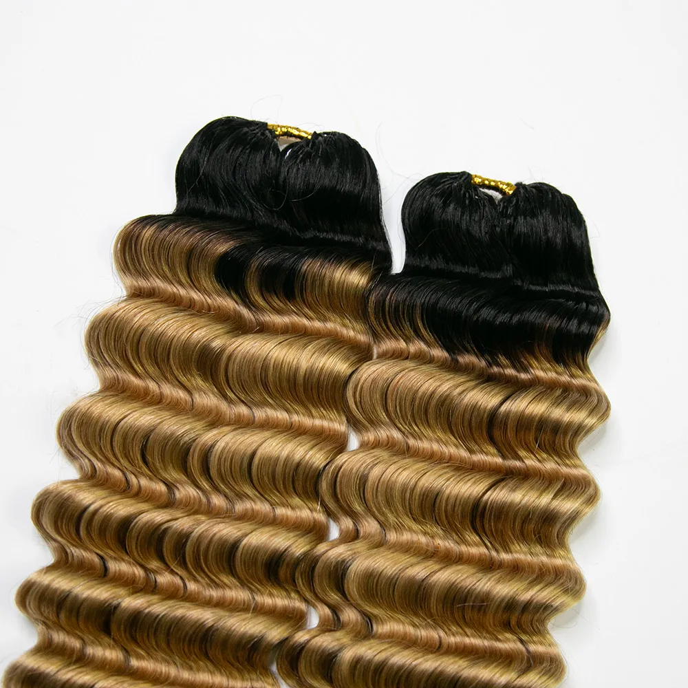 14″ – 24″ #1B/27 Deep Wave Human Hair Crochet Hair