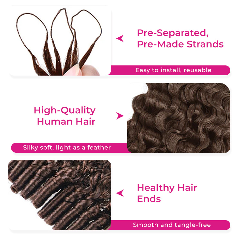 14″ – 24″ #4 Burmese Curly Human Hair Crochet Hair