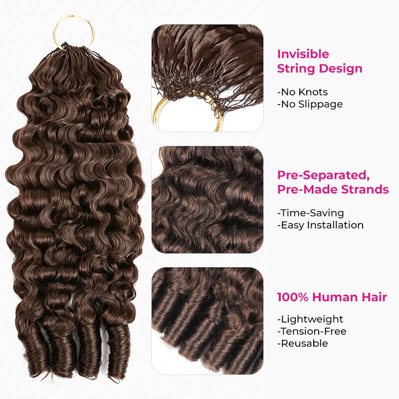 14″ – 24″ #4 Burmese Curly Human Hair Crochet Hair
