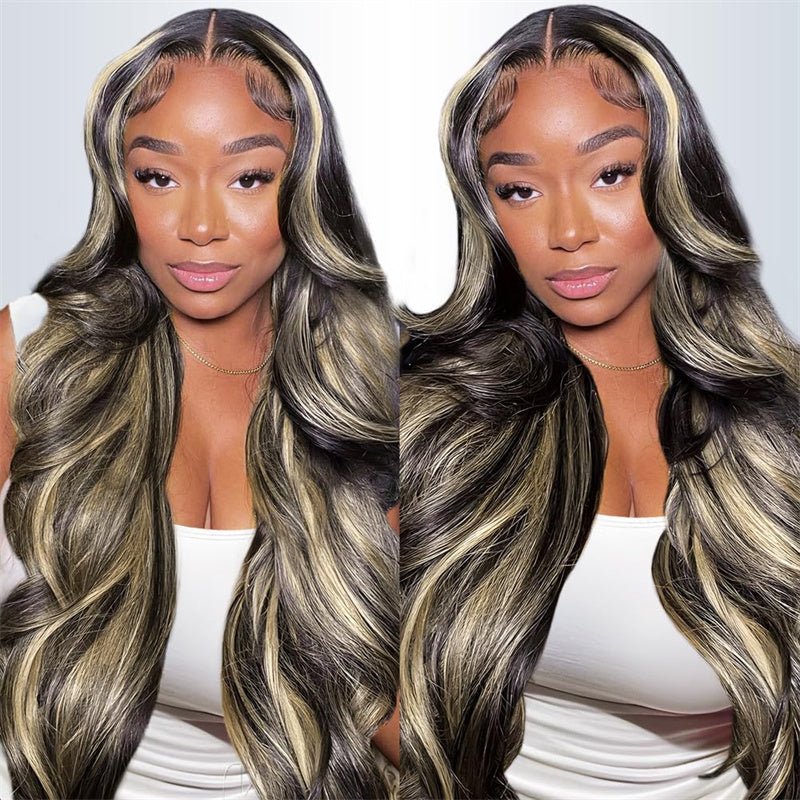 10″ – 40″ Highlight Color Body Wave Human Hair Lace Front Wig
