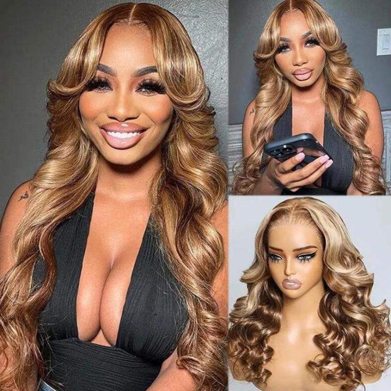 10″ – 40″ Highlight Color Body Wave Human Hair Lace Front Wig