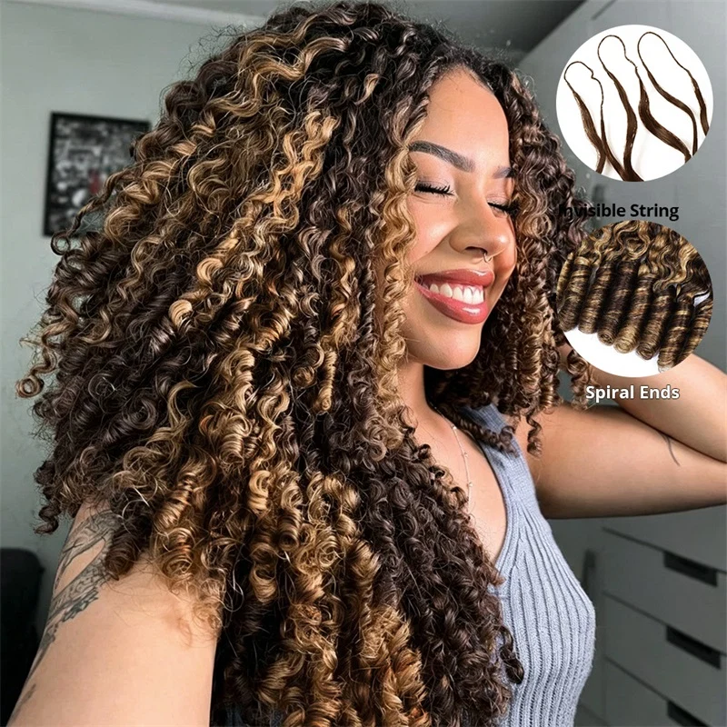 14″ – 24″ #4/27 Burmese Curly Human Hair Crochet Hair