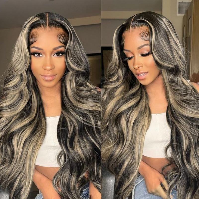 10″ – 40″ Highlight Color Body Wave Human Hair Lace Front Wig