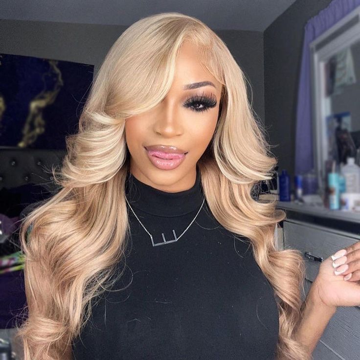 10″ – 40″ Ash Blonde Color Body Wave Human Hair Lace Front Wig