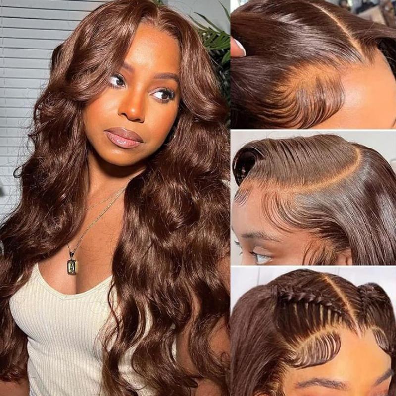 10″ – 40″ Chocolate Brown Body Wave Human Hair Lace Front Wig