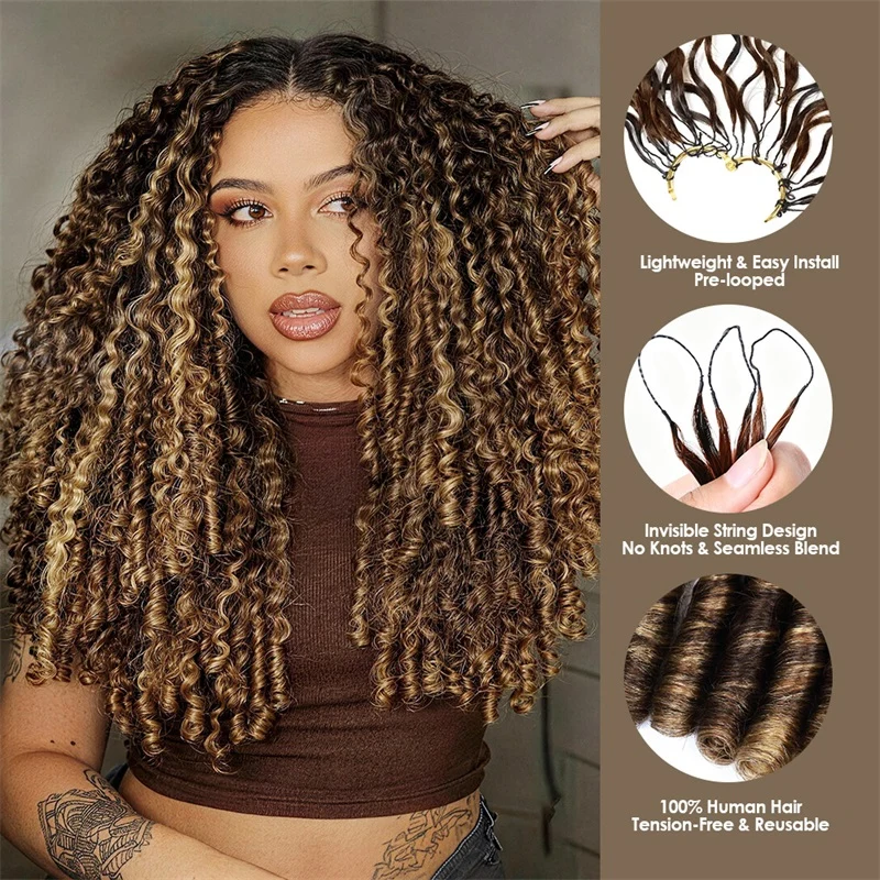 14″ – 24″ #4/27 Burmese Curly Human Hair Crochet Hair