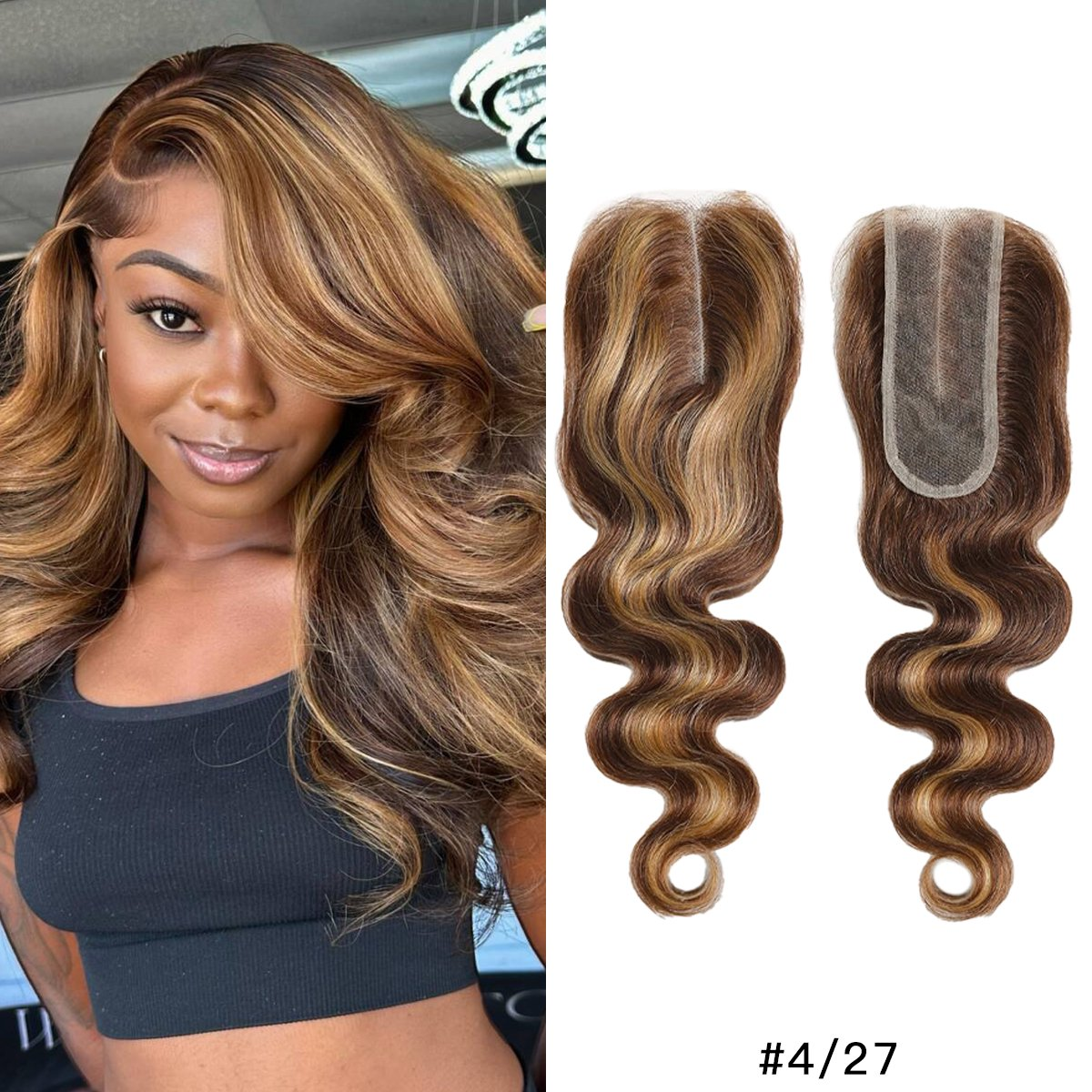 10″ – 20″ Highlight Color Body Wave Human Hair 2*6 Lace Closure